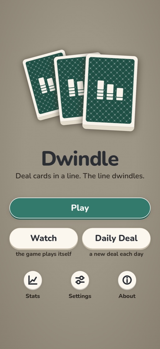 Dwindle's home screen.
